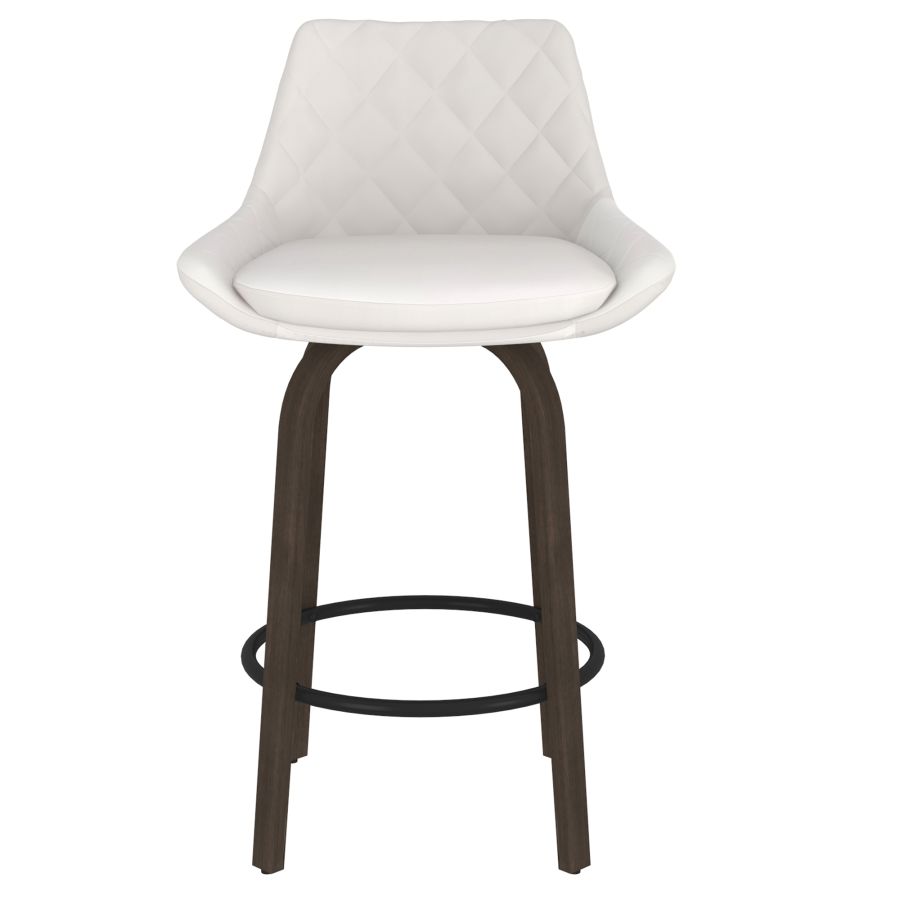 Kenzo 26" Counter Stool, Set of 2 in White and Walnut 203-544WT