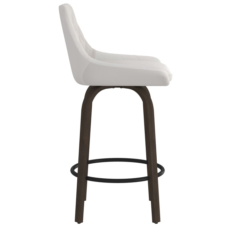 Kenzo 26" Counter Stool, Set of 2 in White and Walnut 203-544WT