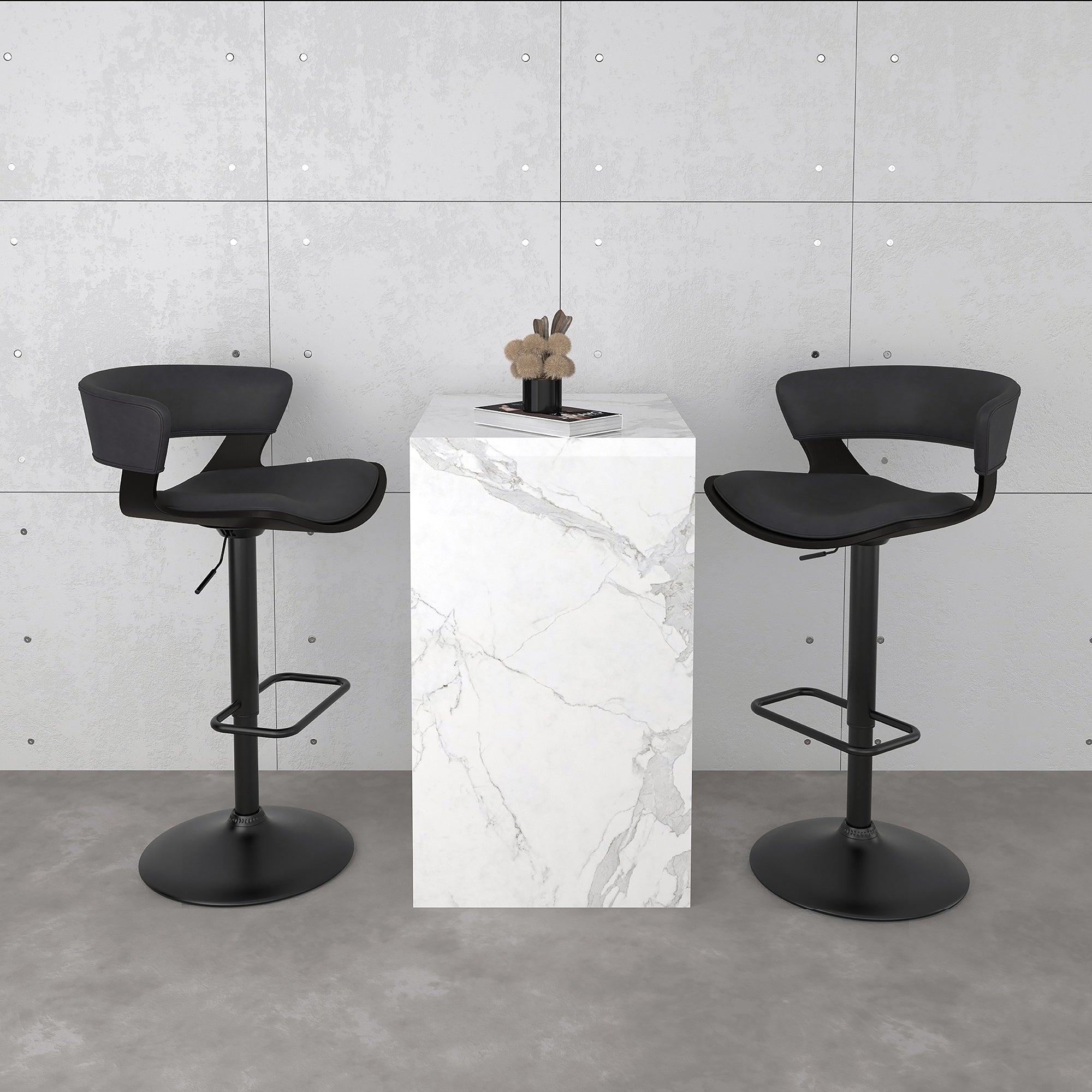 Rover Adjustable Air Lift Stool in Charcoal and Black 203-554CH