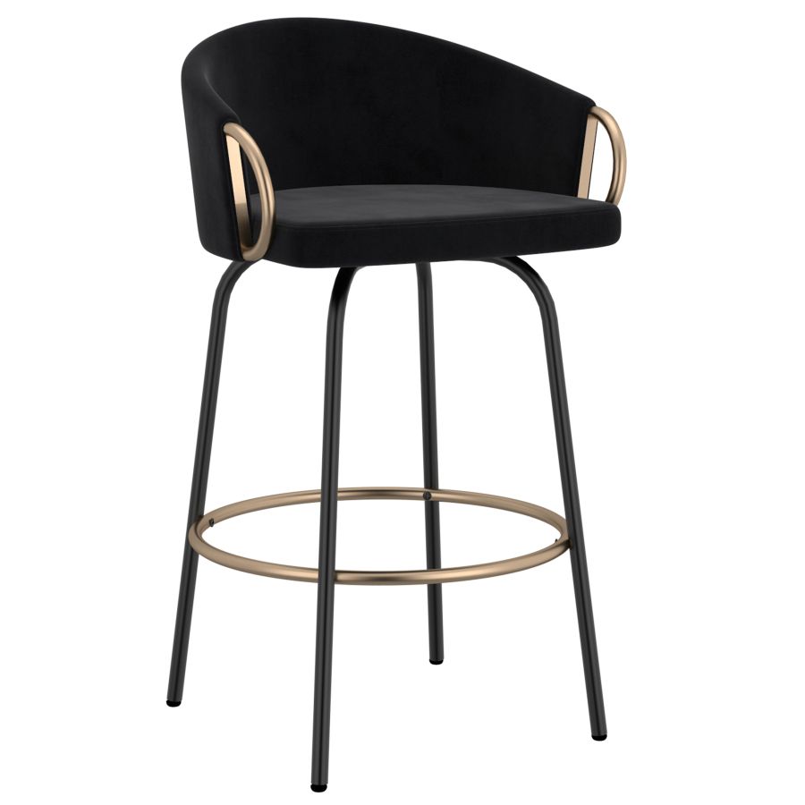 Lavo 26" Counter Stool, Set of 2 in Black and Gold 203-560BLK