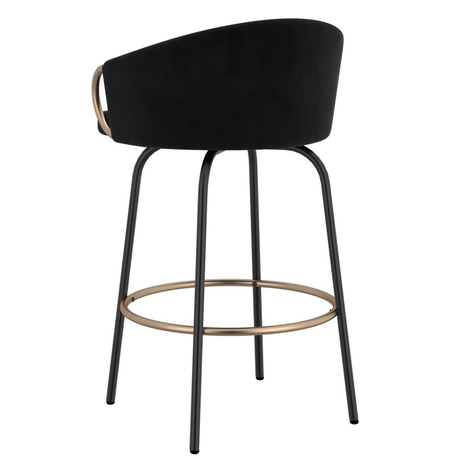 Lavo 26" Counter Stool, Set of 2 in Black and Gold 203-560BLK