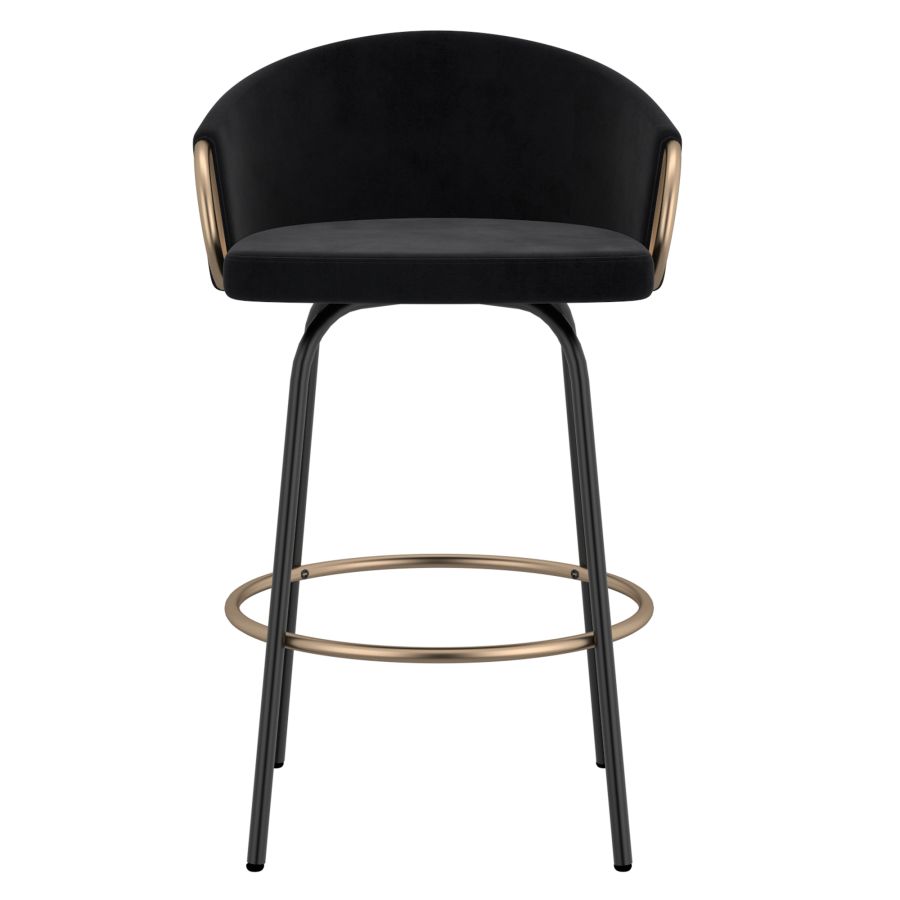 Lavo 26" Counter Stool, Set of 2 in Black and Gold 203-560BLK