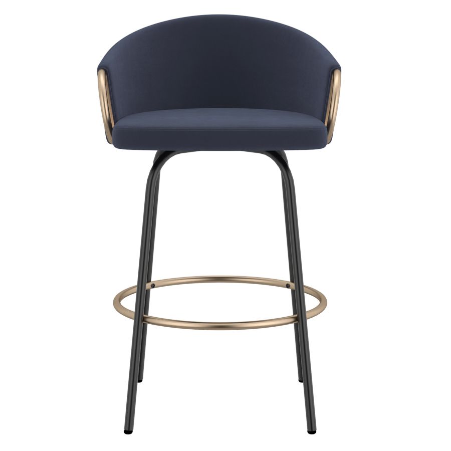 Lavo 26" Counter Stool, Set of 2 in Blue and Black and Gold 203-560BLU