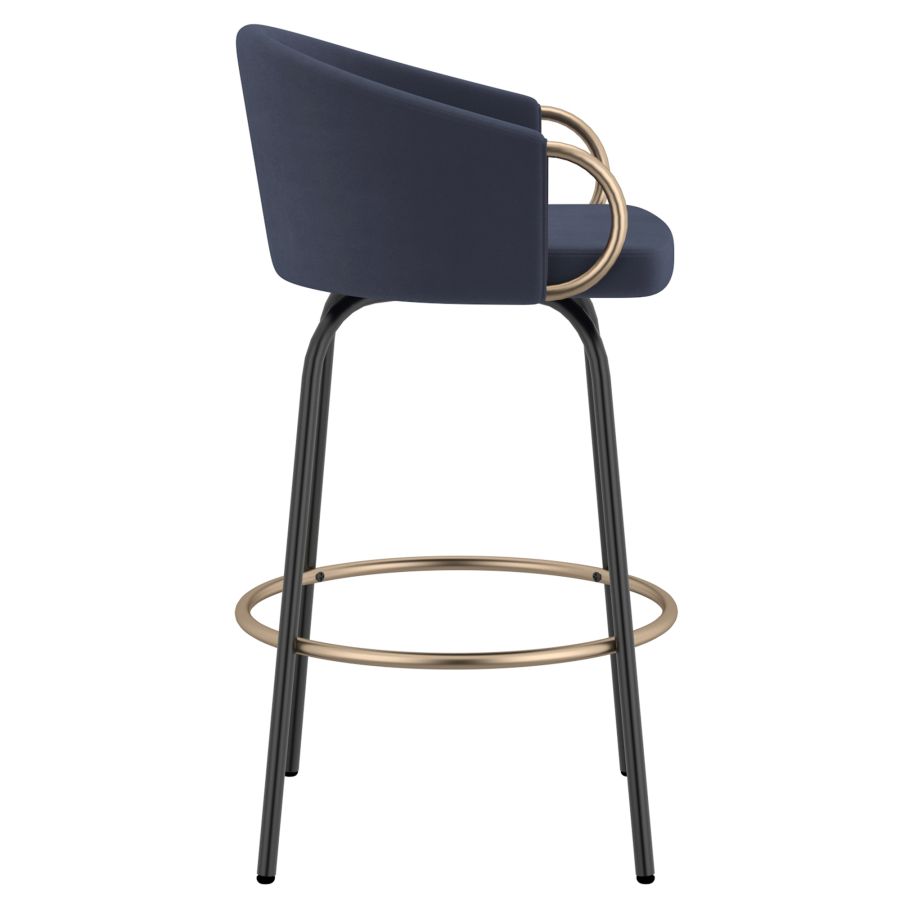 Lavo 26" Counter Stool, Set of 2 in Blue and Black and Gold 203-560BLU