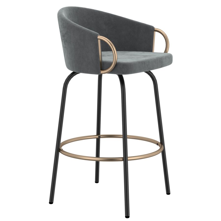 Lavo 26" Counter Stool, Set of 2 in Grey and Black and Gold 203-560GY