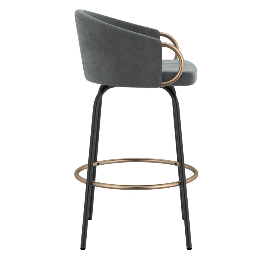 Lavo 26" Counter Stool, Set of 2 in Grey and Black and Gold 203-560GY