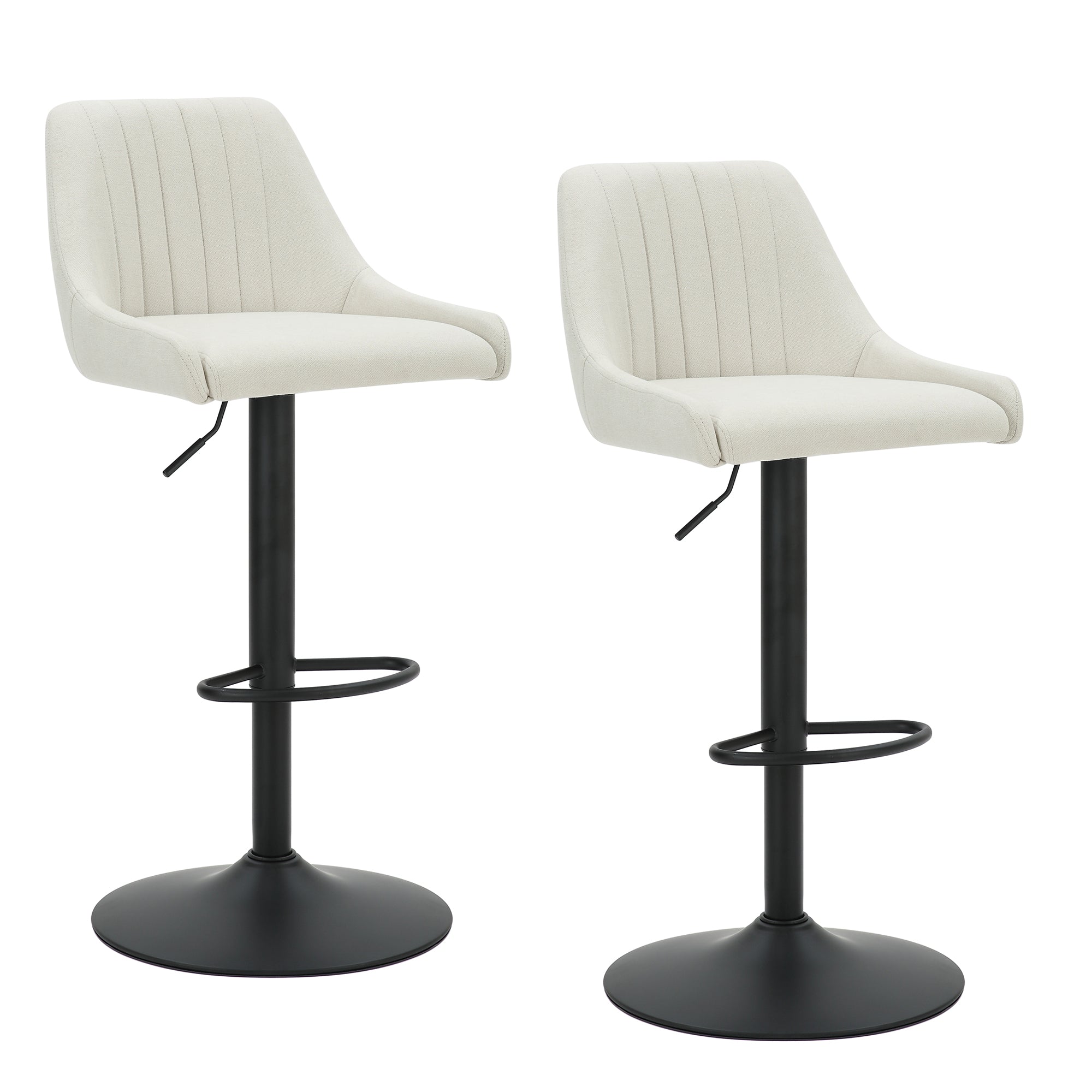 Kron Adjustable Height Air-Lift Swivel Stool, Set of 2, in Beige Fabric 203-574BG