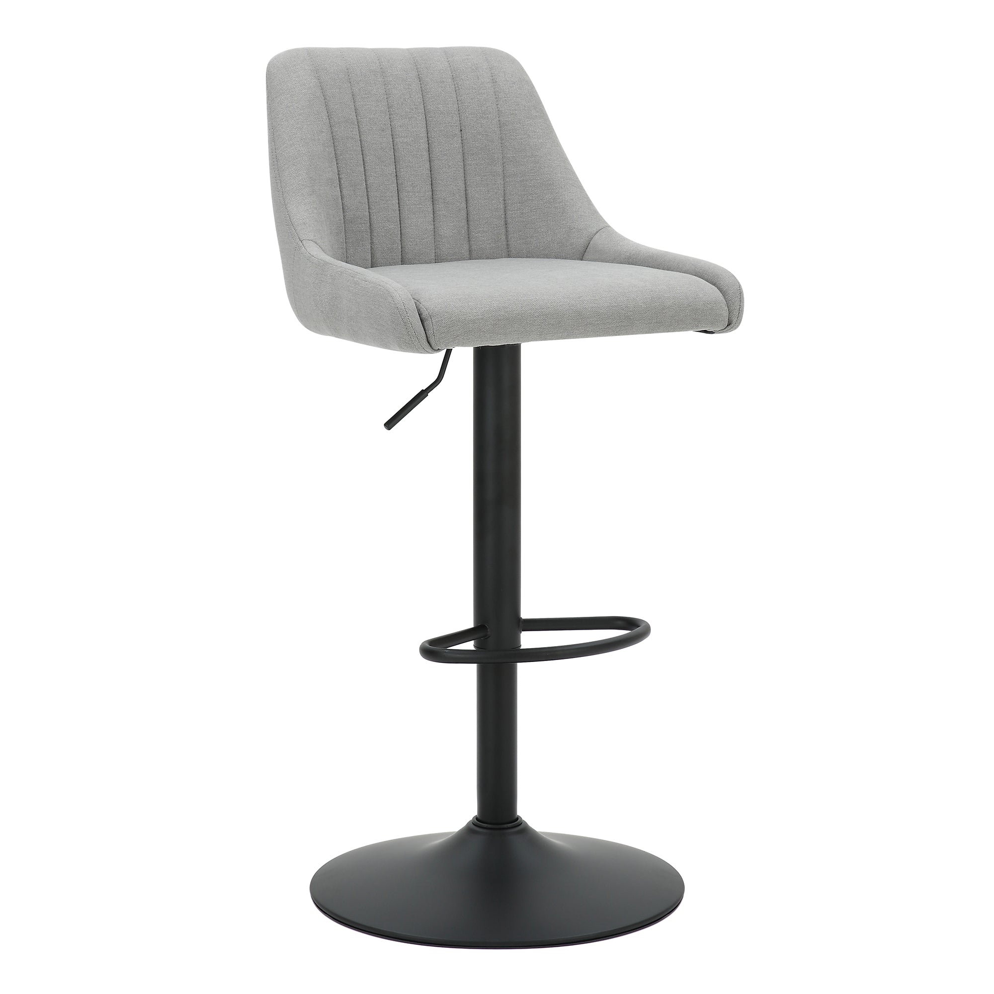 Kron Adjustable Height Air-Lift Swivel Stool, Set of 2, in Grey Fabric 203-574GY