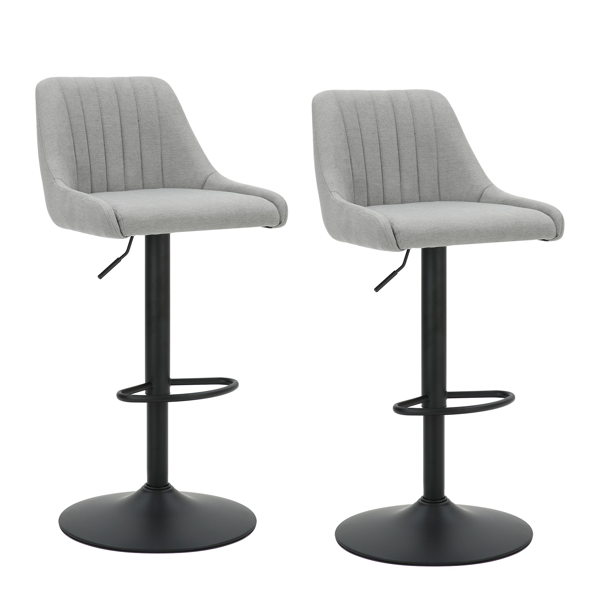 Kron Adjustable Height Air-Lift Swivel Stool, Set of 2, in Grey Fabric 203-574GY