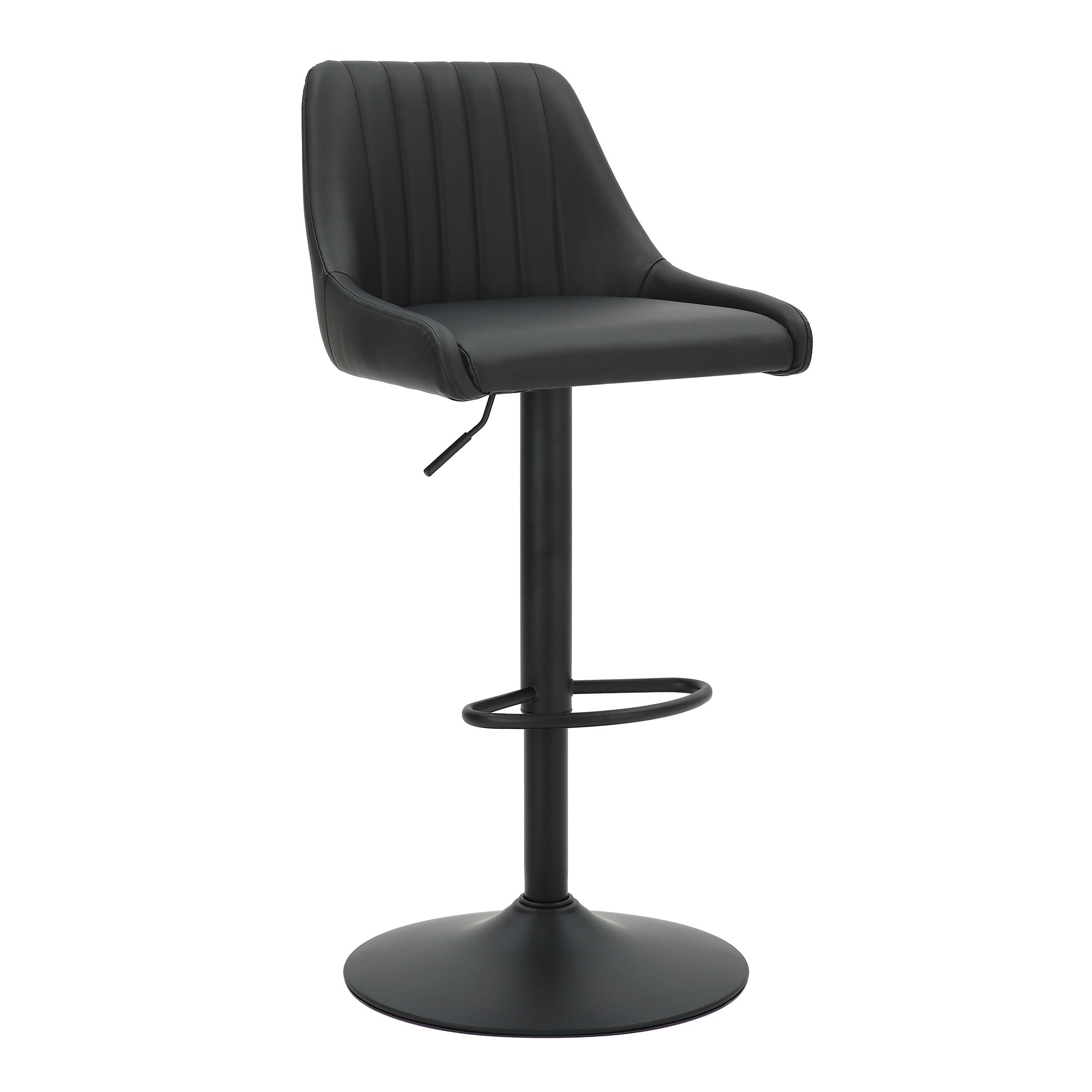 Kron Adjustable Height Air-Lift Swivel Stool, Set of 2, in Black Faux Leather 203-574PUBK