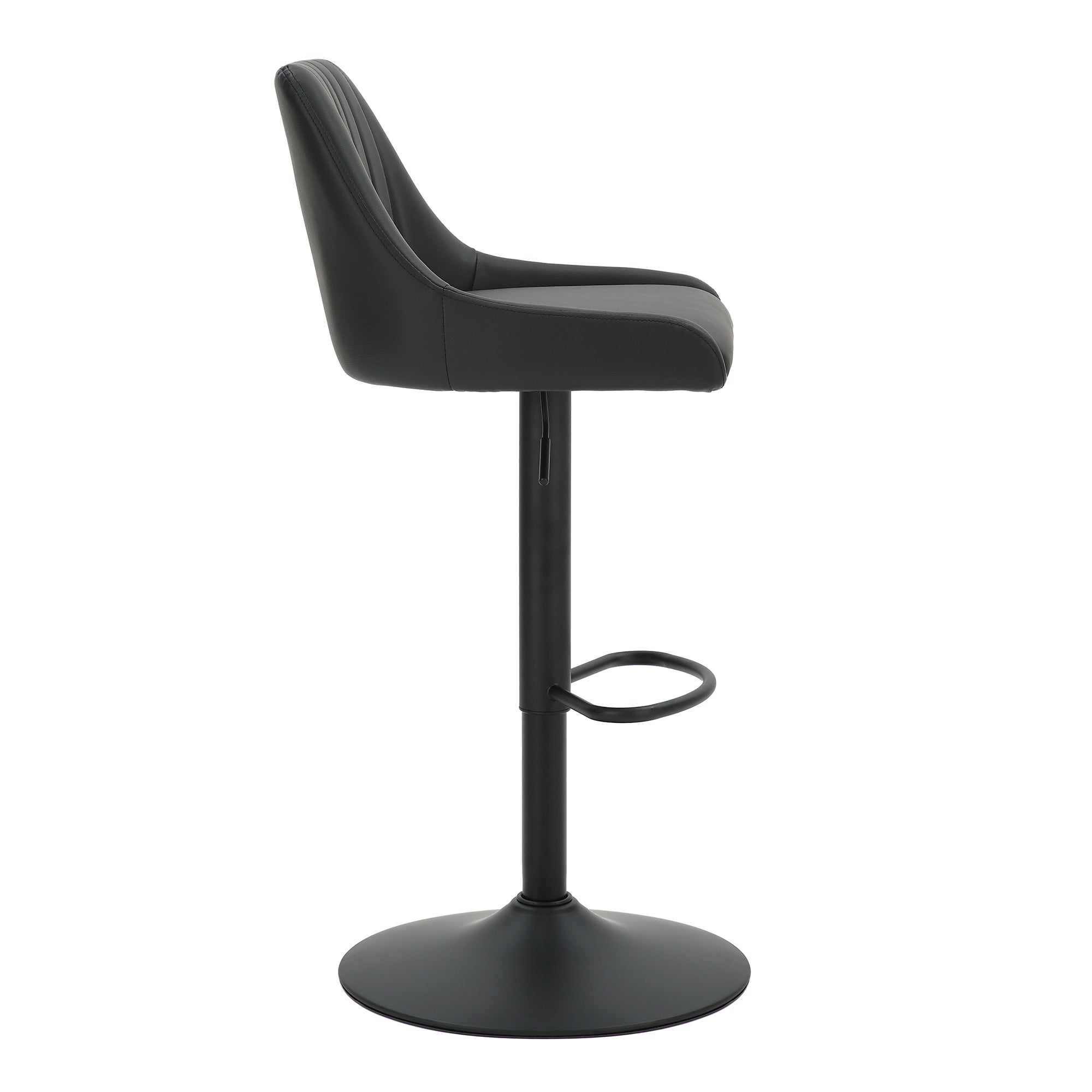 Kron Adjustable Height Air-Lift Swivel Stool, Set of 2, in Black Faux Leather 203-574PUBK
