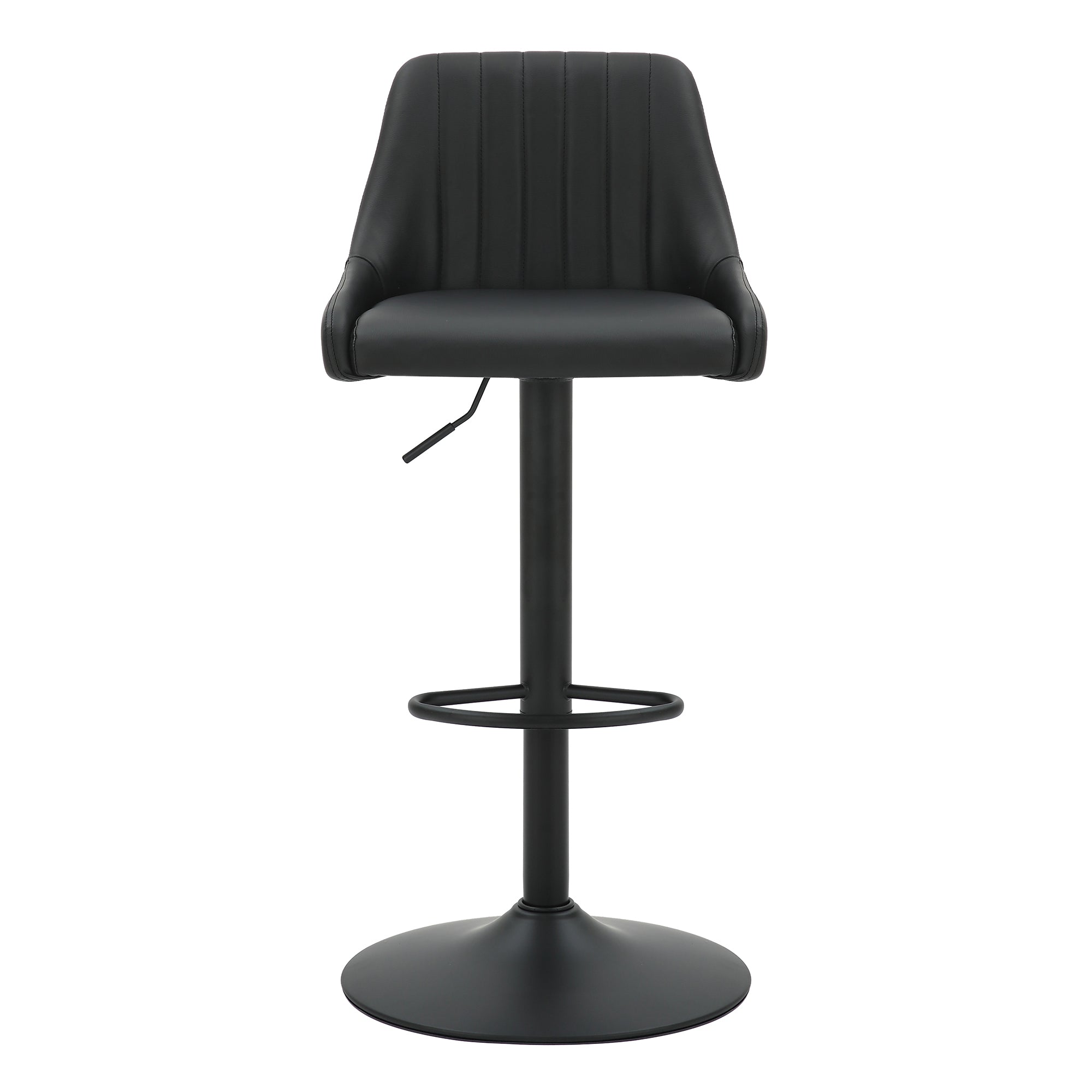 Kron Adjustable Height Air-Lift Swivel Stool, Set of 2, in Black Faux Leather 203-574PUBK