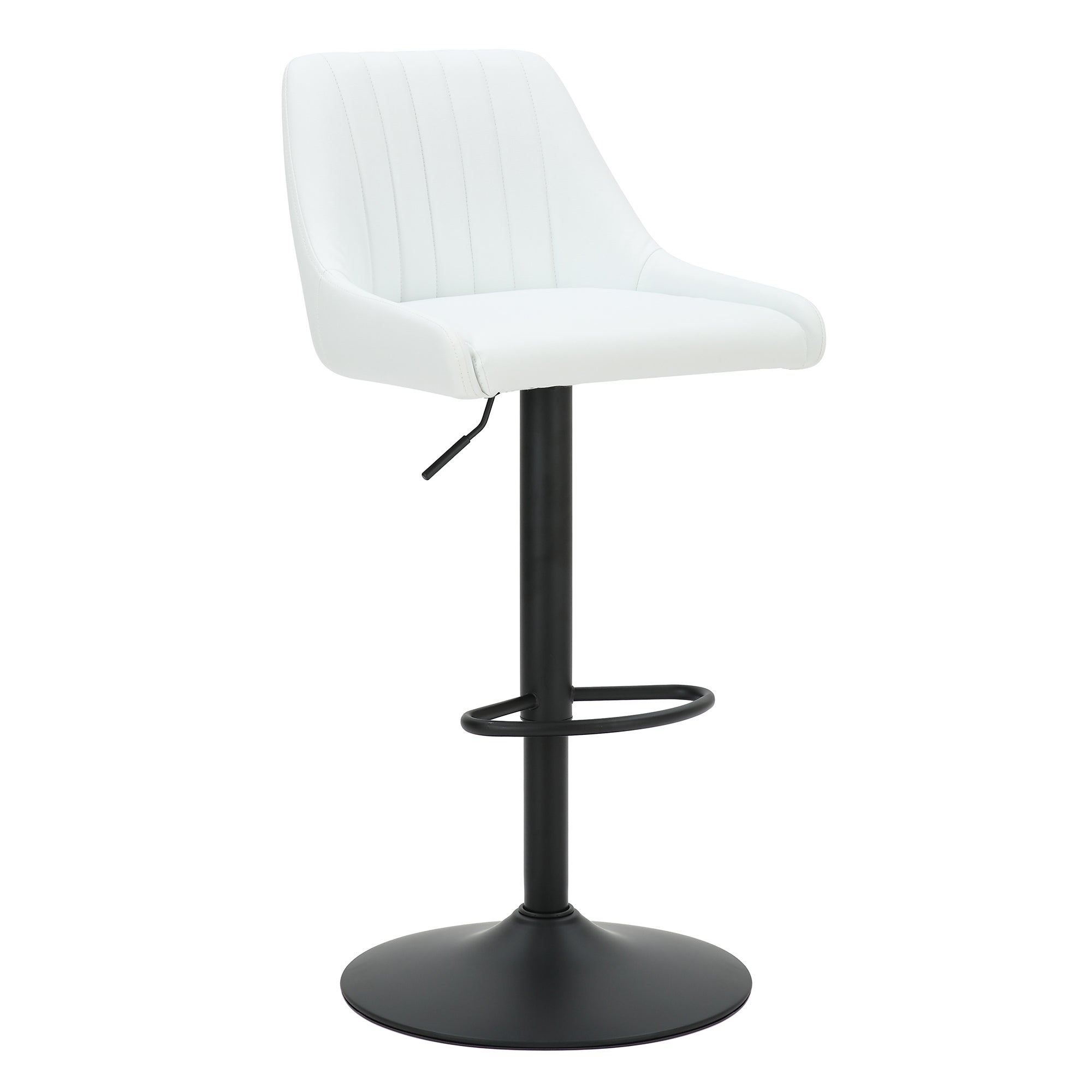 Kron Adjustable Height Air-Lift Swivel Stool, Set of 2, in White Faux Leather 203-574PUWT
