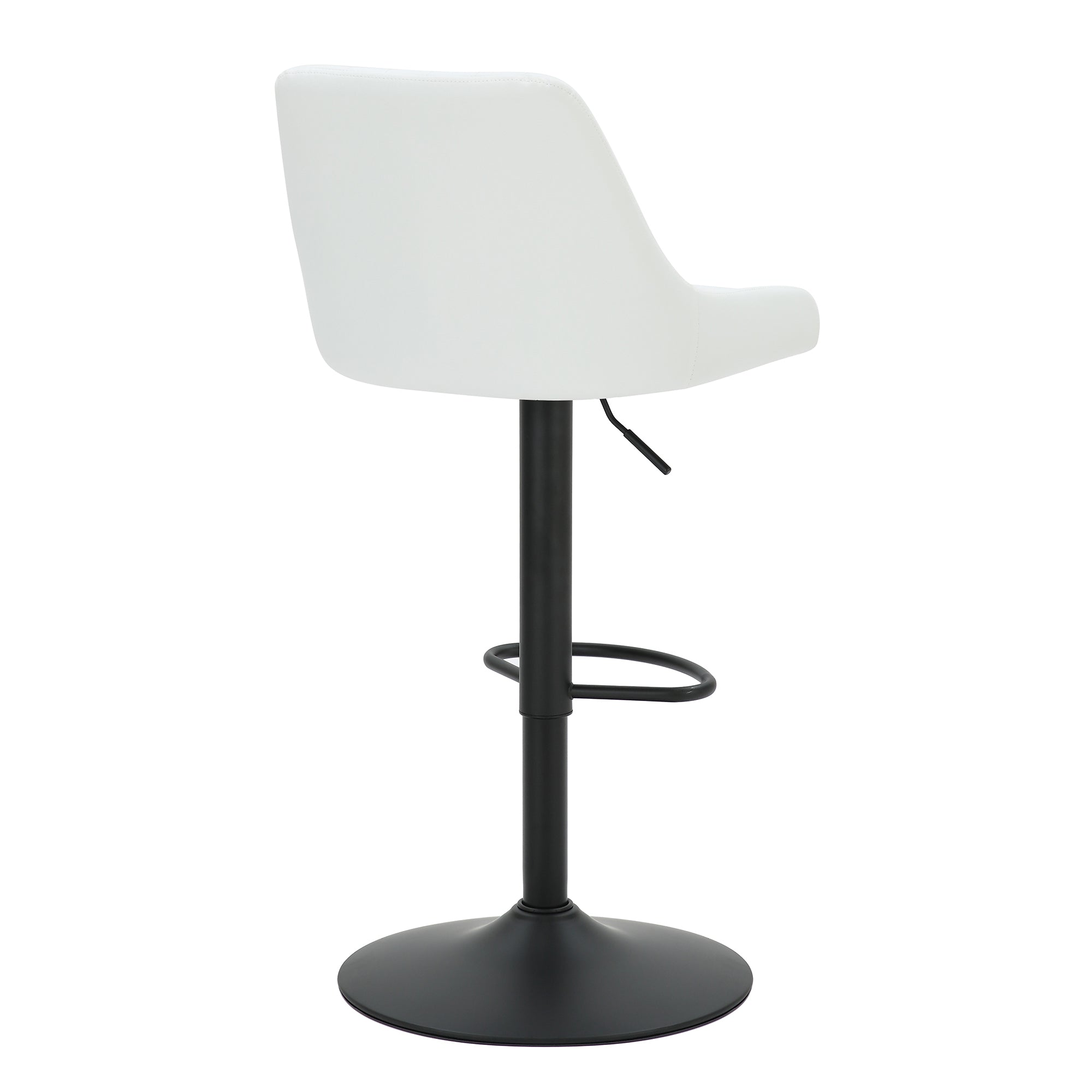 Kron Adjustable Height Air-Lift Swivel Stool, Set of 2, in White Faux Leather 203-574PUWT
