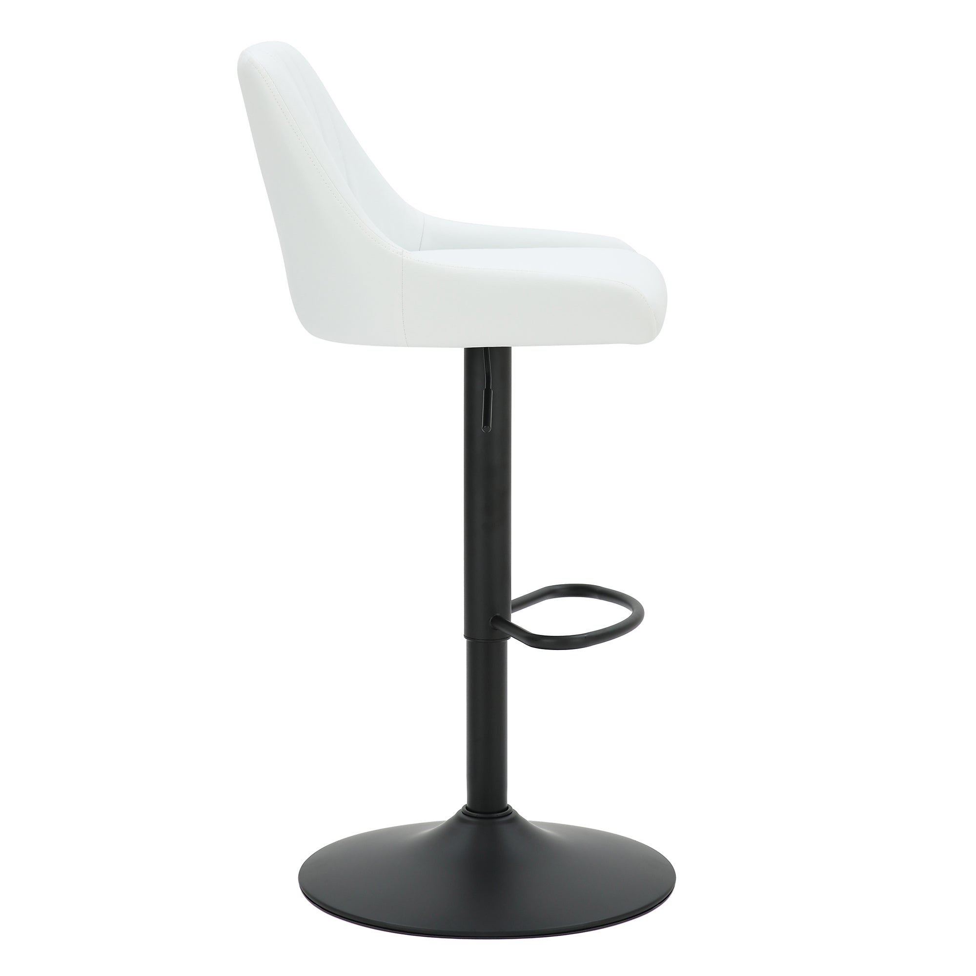 Kron Adjustable Height Air-Lift Swivel Stool, Set of 2, in White Faux Leather 203-574PUWT
