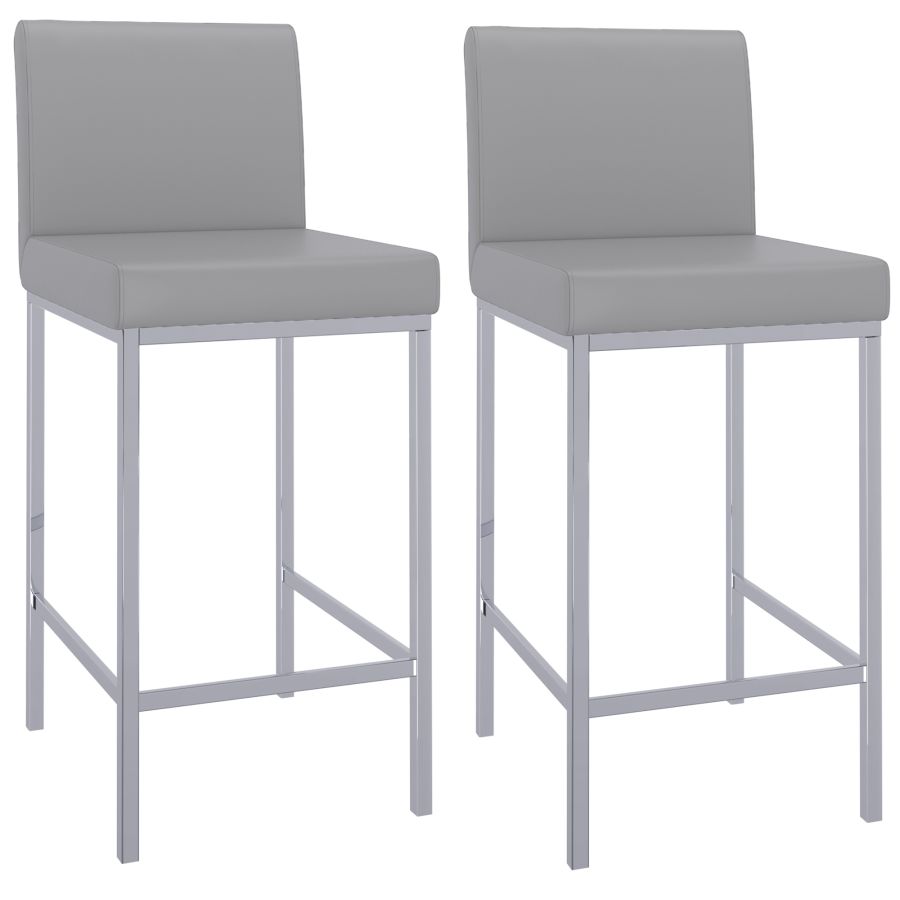 Porto 26" Counter Stool, Set of 2 in Grey and Chrome 203-576GY