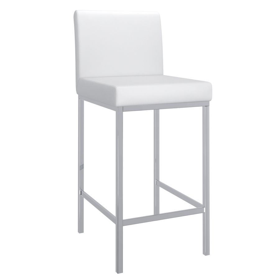 Porto 26" Counter Stool, Set of 2 in White and Chrome 203-576WT