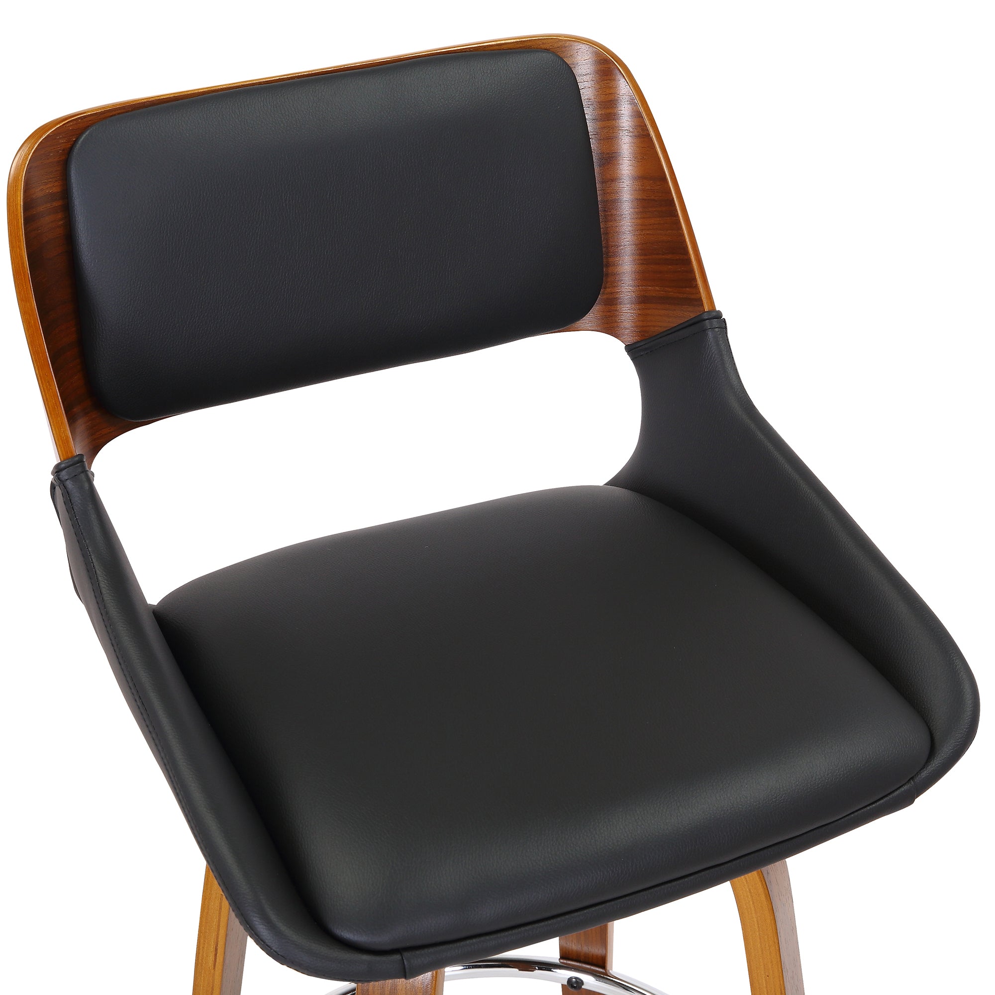 Hudson 26" Counter Stool with Swivel in Black Faux Leather and Walnut  203-582PUBK