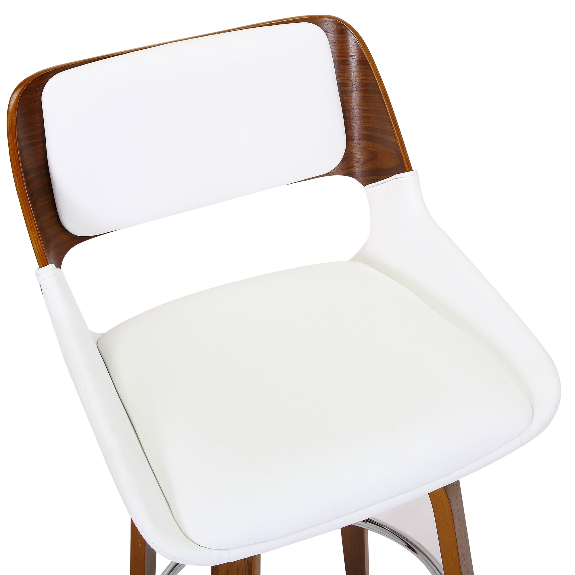 Hudson 26" Counter Stool with Swivel in White Faux Leather and Walnut 203-582PUWT