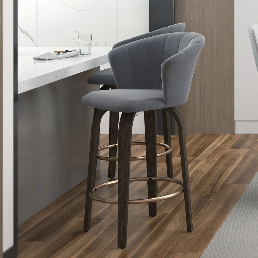 Tula 26" Counter Stool in Grey and Washed Oak 203-583GY