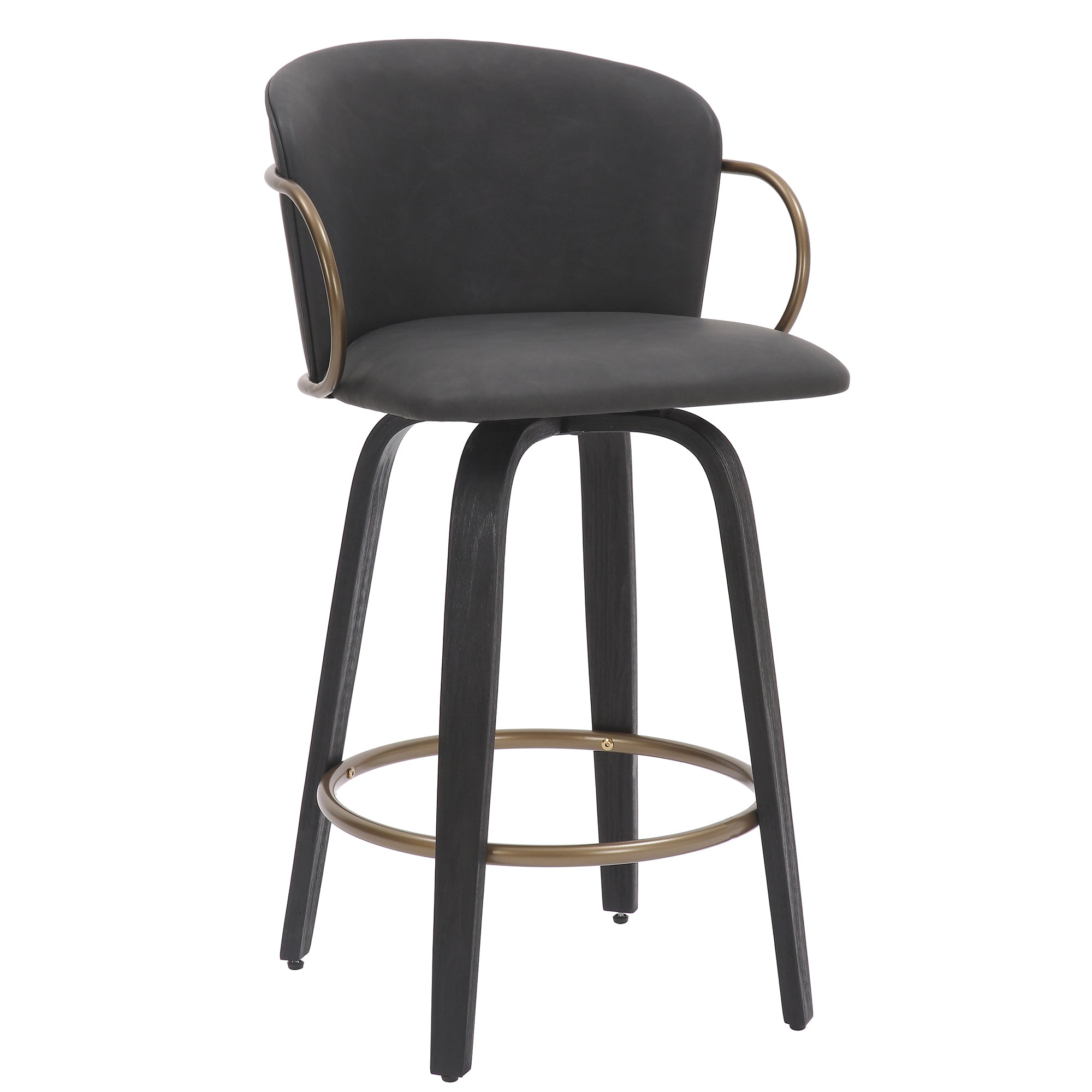 Lawson 26" Counter Stool, Set of 2, with Swivel in Vintage Charcoal, Black and Aged Gold 203-634CH