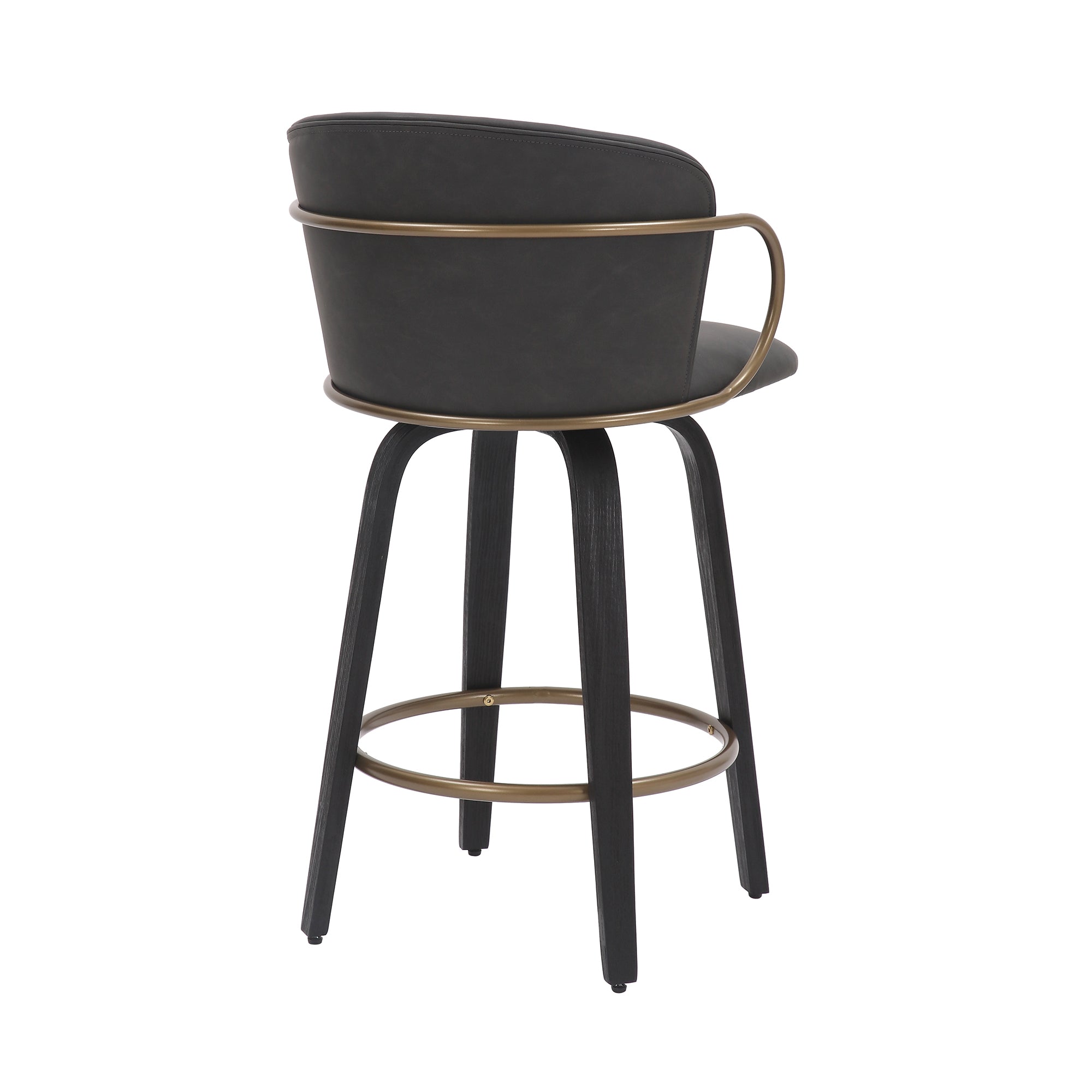 Lawson 26" Counter Stool, Set of 2, with Swivel in Vintage Charcoal, Black and Aged Gold 203-634CH