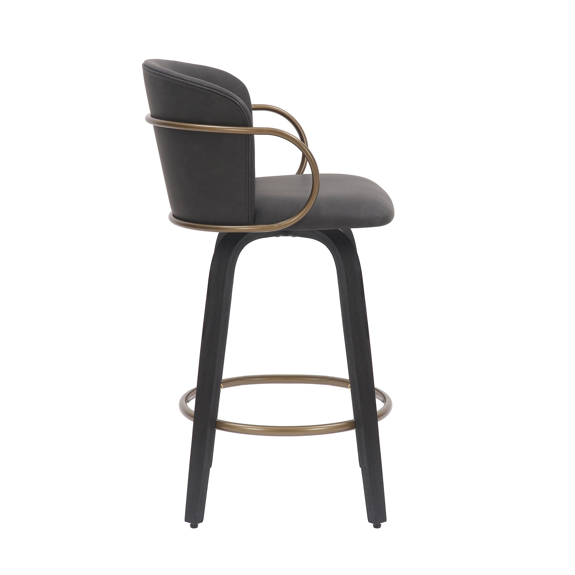 Lawson 26" Counter Stool, Set of 2, with Swivel in Vintage Charcoal, Black and Aged Gold 203-634CH