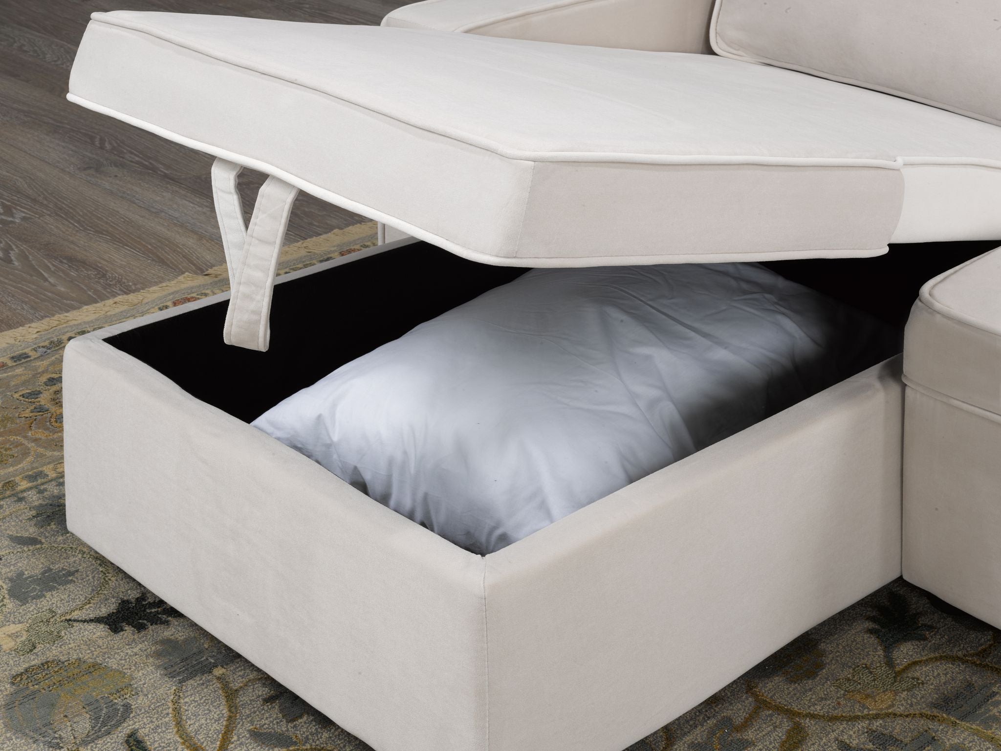 Beige Sectional with Pull-Out Bed & Storage Chaise - 20651