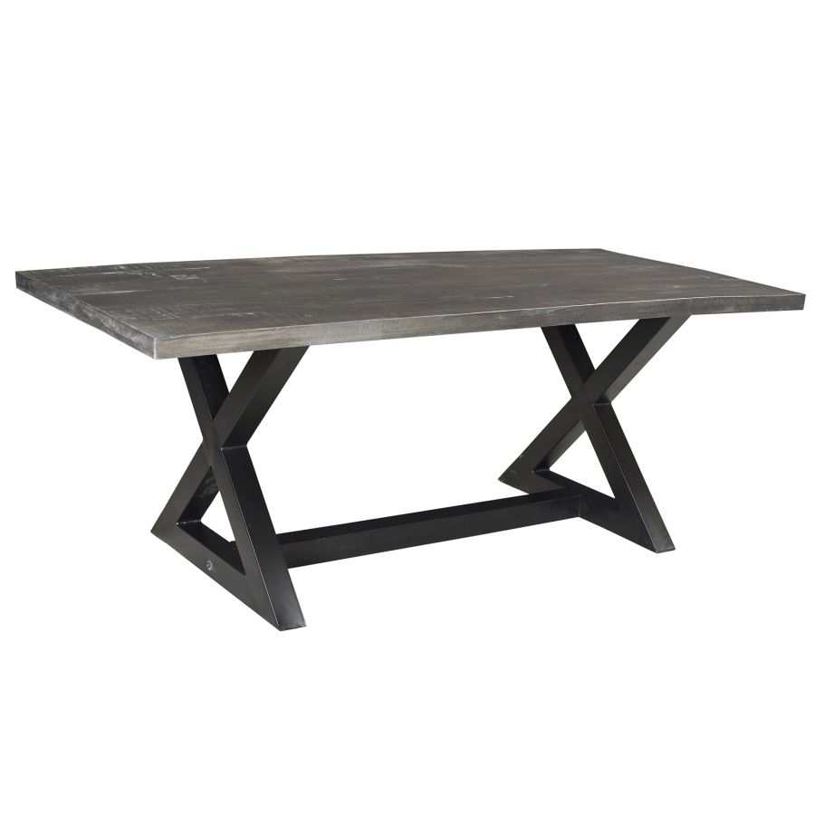 Zax/Silvano 7pc Dining Set in Black with Grey Chair 207-147DG/429GY
