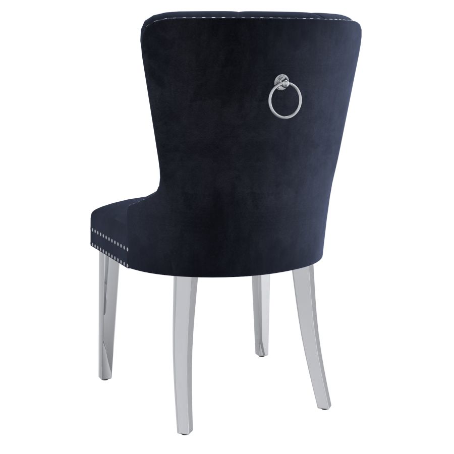 Solara/Hollis 5pc Dining Set in Chrome with Black Chair 207-160_614BLK