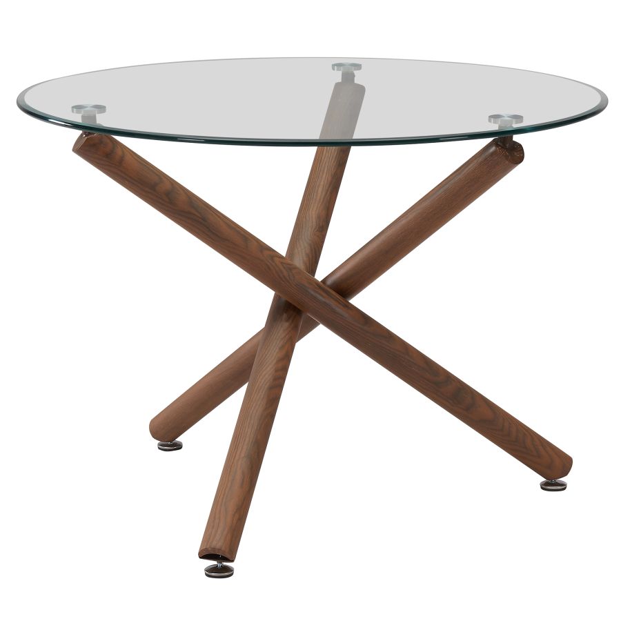 Rocca/Devo 5pc Dining Set in Walnut with White Chair 207-264/087WT