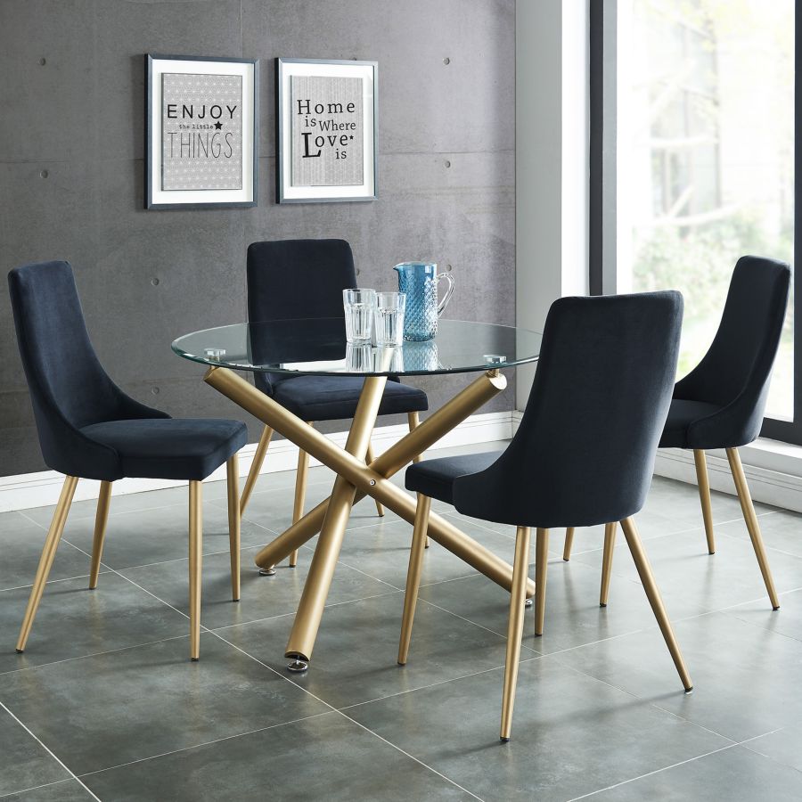 Carmilla 5pc Dining Set, Gold/Black
