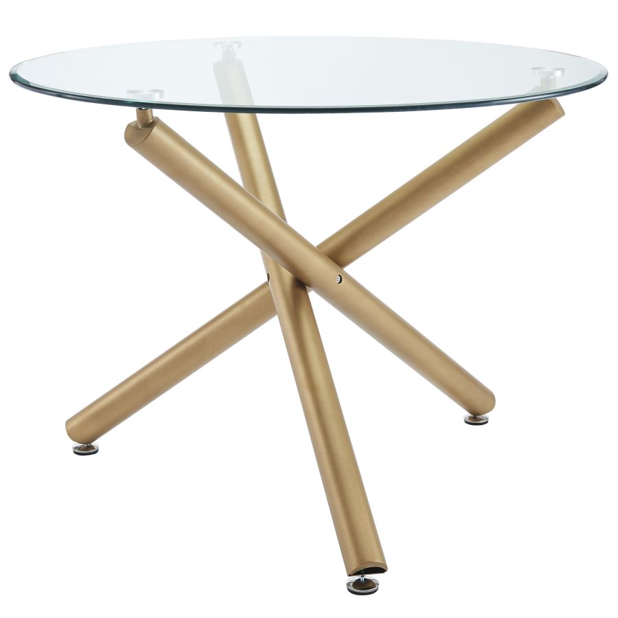 Carmilla/Antoine 5pc Dining Set in Gold with White Chair