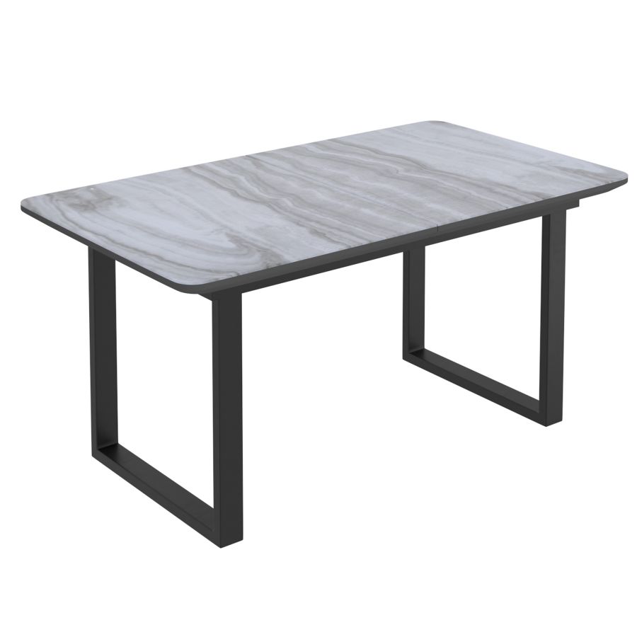 Gavin/Silvano 7pc Dining Set in Black with Vintage Grey Chair 207-360BK/429GY