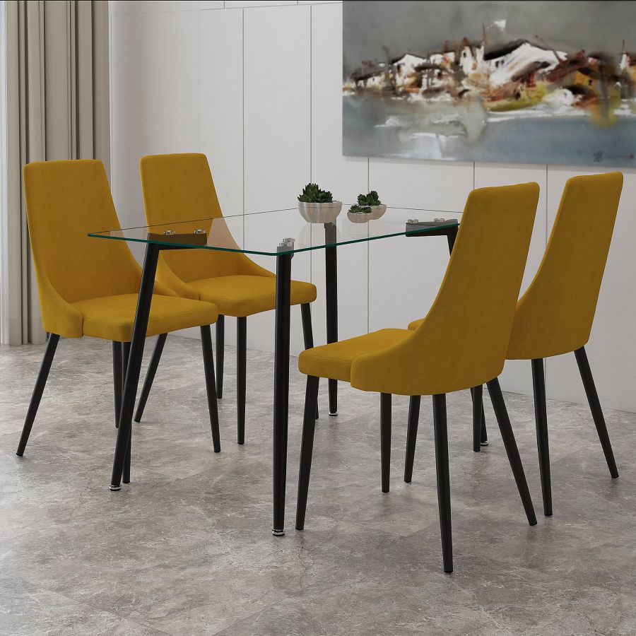Abbot/Venice 5pc Dining Set, Black/Mustard 207-453BK_536MUS
