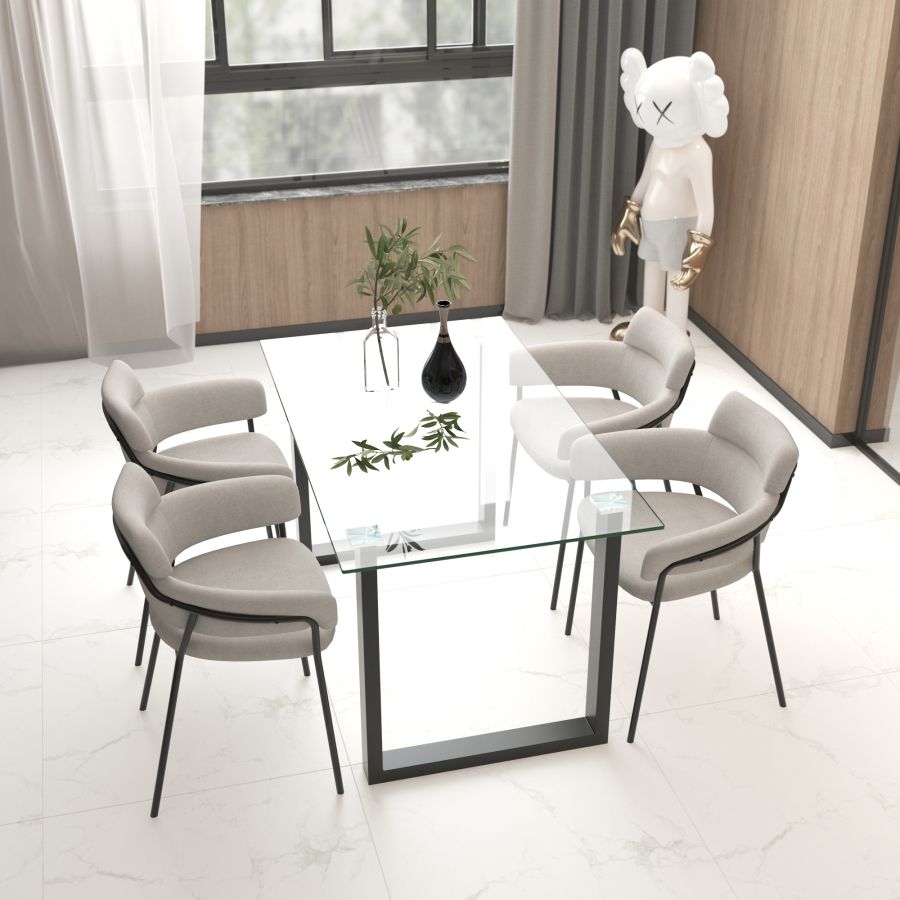 Franco/Axel 5pc Dining Set in Black with Grey Chair 207-454BK_674GRY