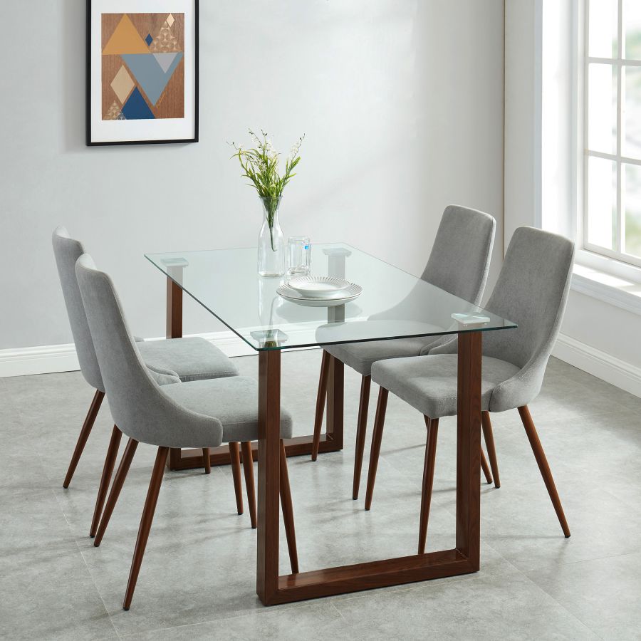 Franco/Cora 5pc Dining Set, Walnut/Grey 207-454WA/182GY