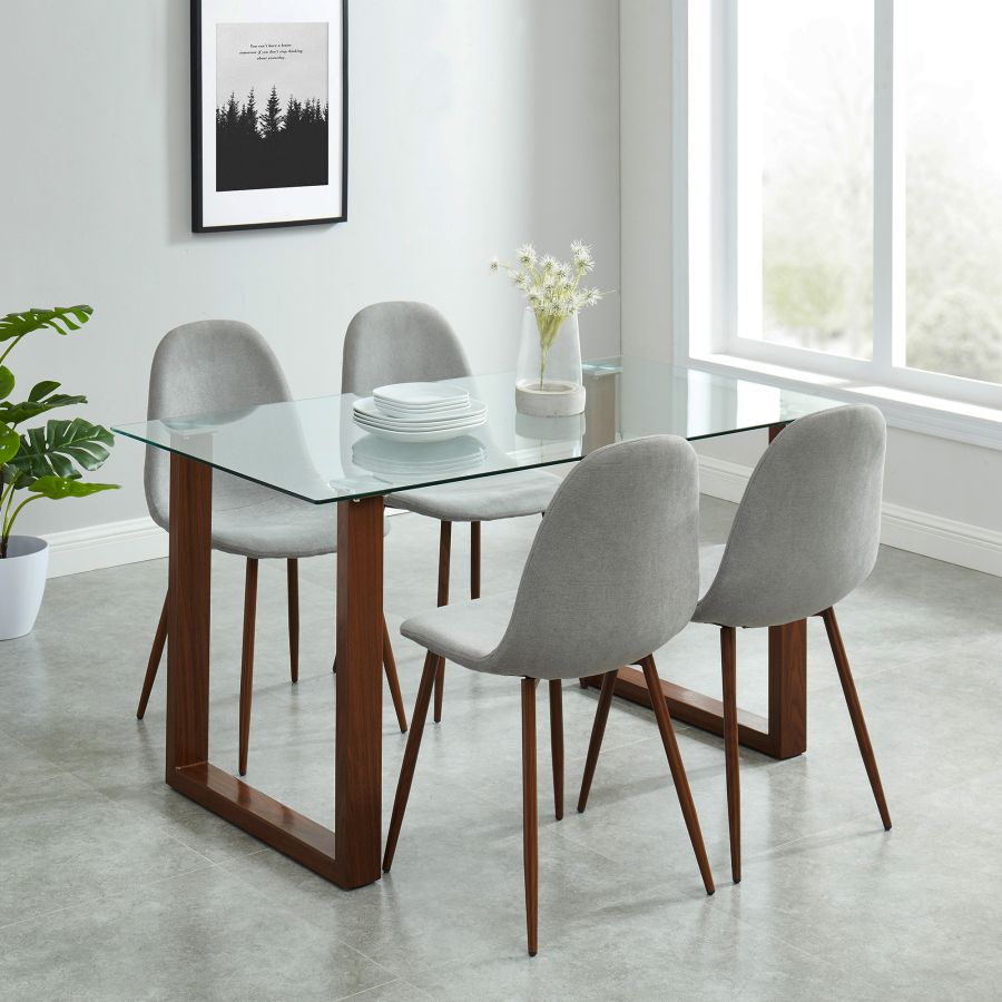 Franco/Lyna 5pc Dining Set, Walnut/Grey 207-454WA/250GY