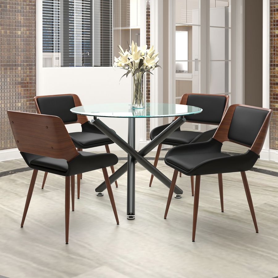 Suzette/Hudson 5pc Dining Set in Black with Black Chair 207-476_582PUBK