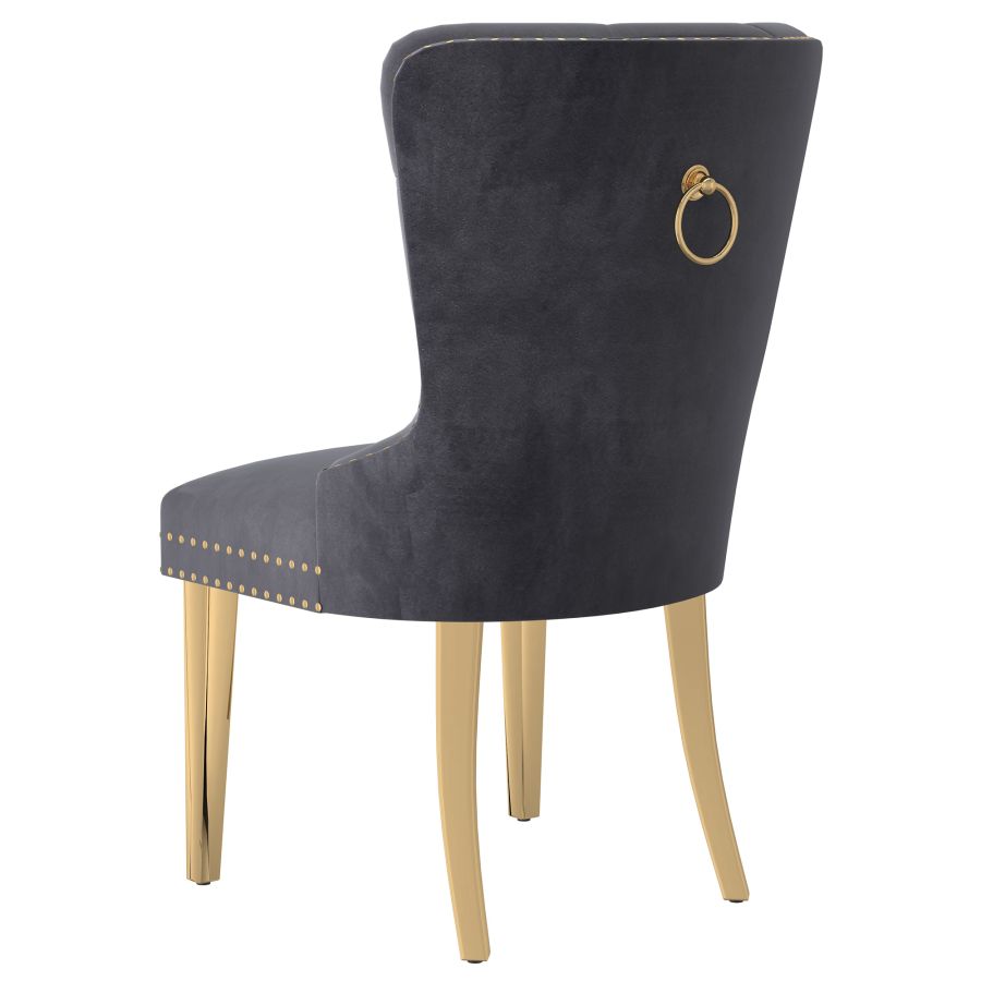 Eros/Mizal 5pc Dining Set in Gold with Grey Chair 207-482GL_629GRY