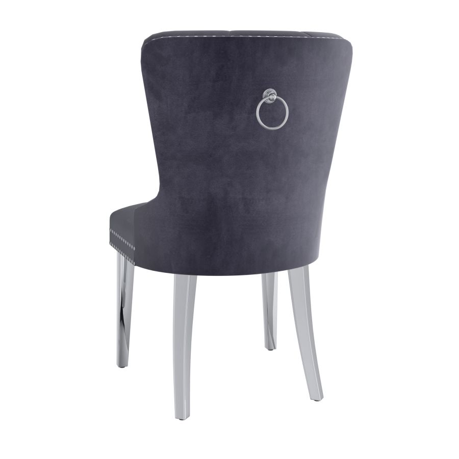 Eros/Hollis 7pc Dining Set in Silver with Grey Chair 207-482_614GRY