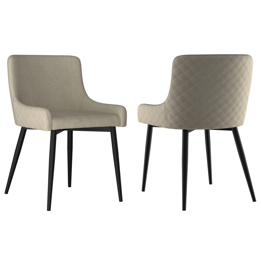 Stark/Bianca 7pc Dining Set in Black with Black & Beige Chair 207-535BK/086BG