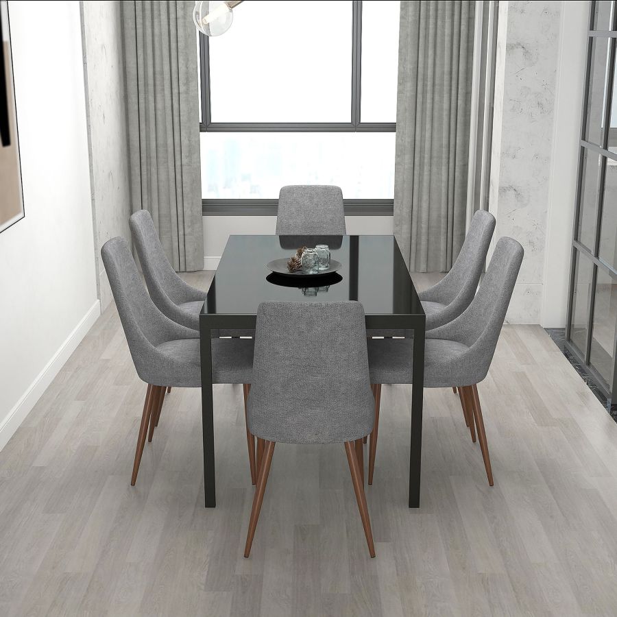 Contra/Cora 7pc Dining Set, Black/Grey 207-843_182GY