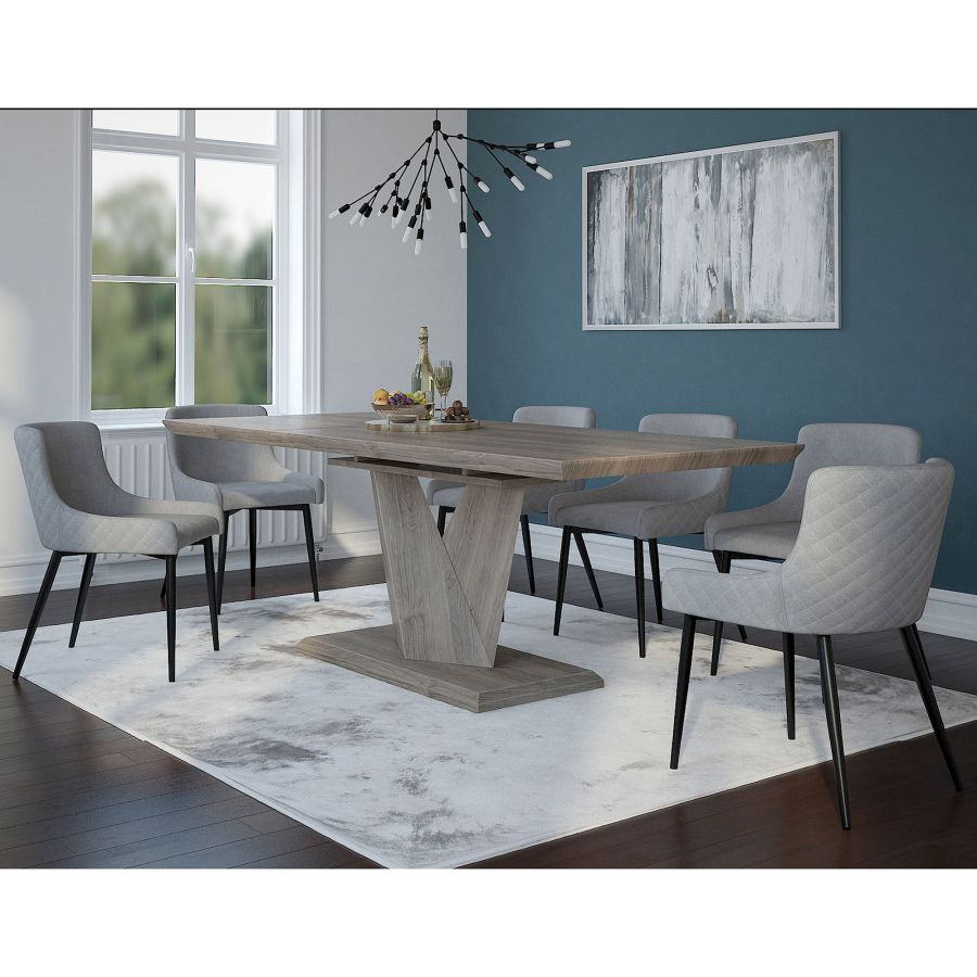Eclipse/Bianca 7pc Dining Set, Oak/Black & Grey 207-860OK/086GY