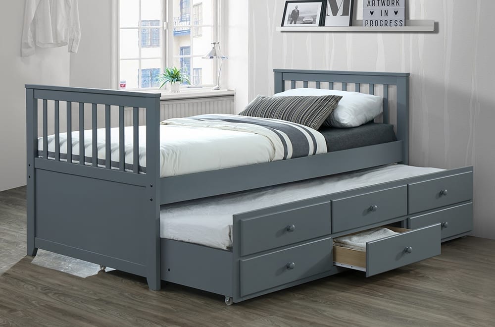 Captain Bed with Drawer Grey T 2100
