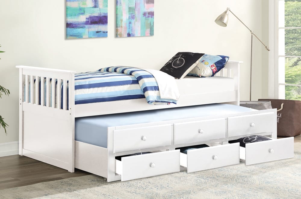 Captain Bed with Drawer White T 2100