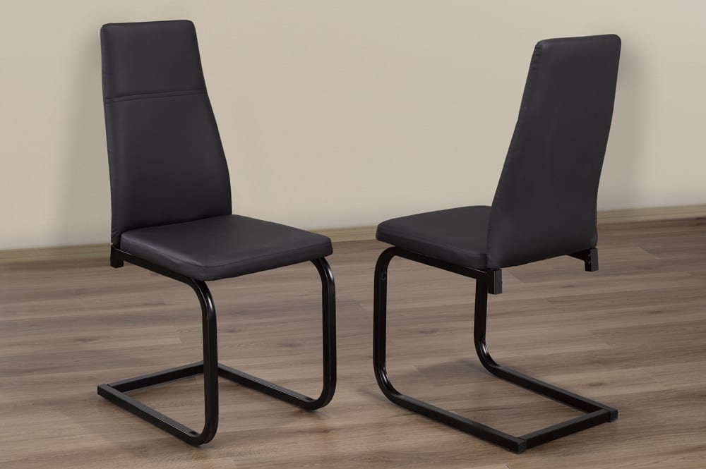 2 Piece Dining Chair Black PU T210BB