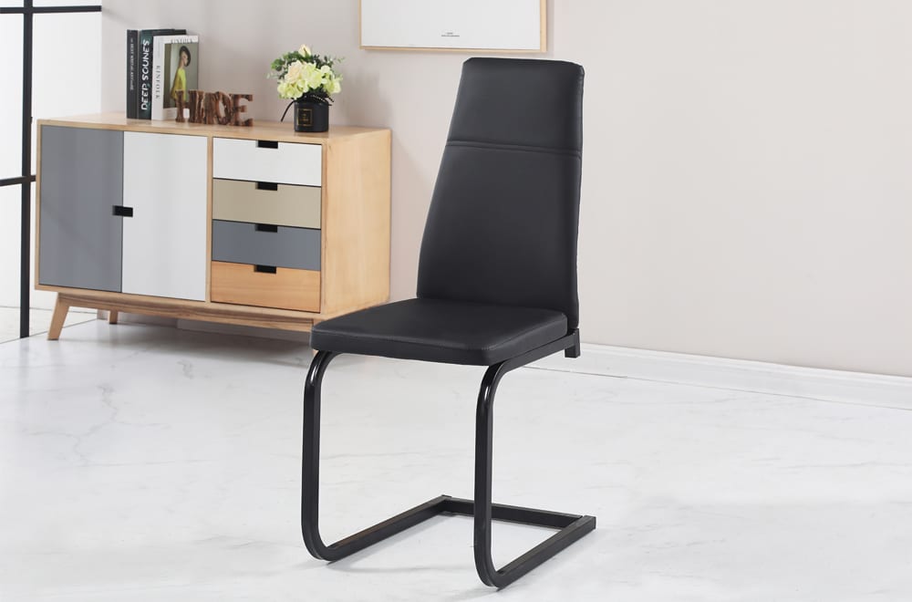 2 Piece Dining Chair Black PU T210BB