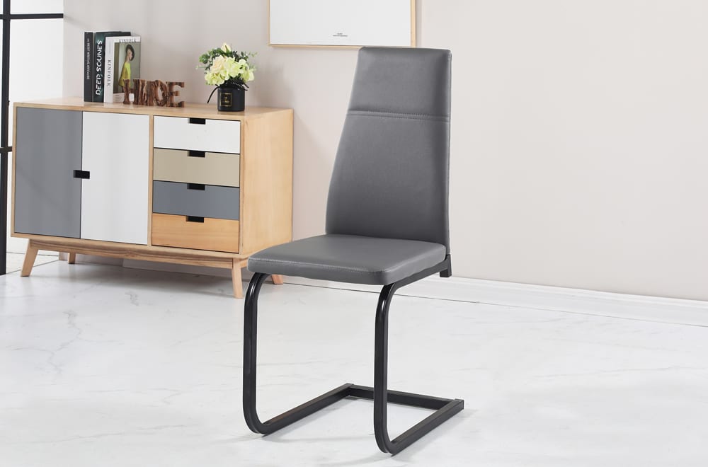 2 Piece Dining Chair Grey PU T210GB
