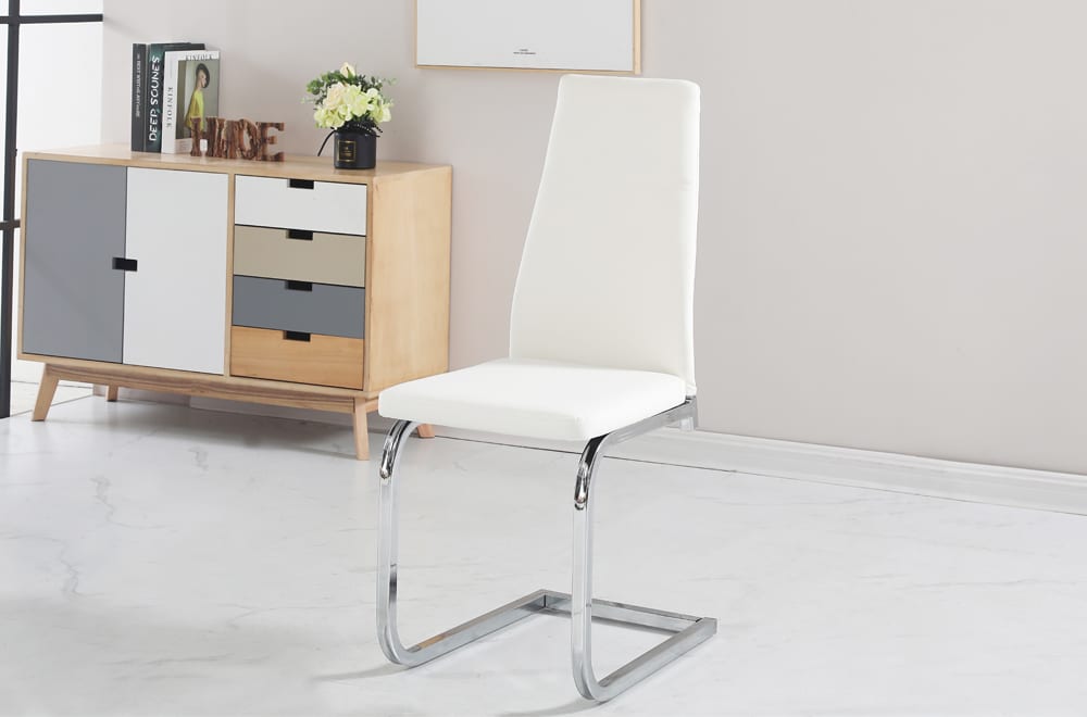 2 Piece Dining Chair White PU T210WC